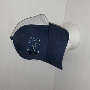 RARE UNDER ARMOUR GOLF WOMANS BLUE & GREEN NEON ON BLUE WHITE HAT
